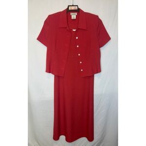 Miss Dorby Women's Size 12 Coral Sleeveless Dress with Jacket Polyester & Rayon